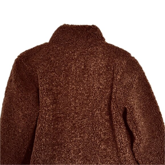 😊Rachel Zoe Teddy Sherpa Fleece Zip Jacket Women's Size M Chocolate Brown NEW - Picture 5 of 13